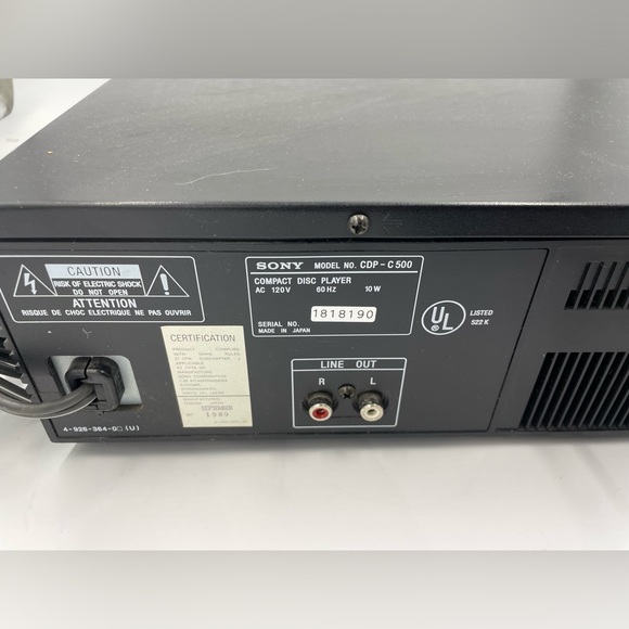 Sony Compact 5-Disc CD Player CDP-C500 Multi Disc Player Tested - Picture 6 of 6